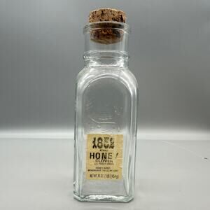 Vintage Honey Acres Glass 1 Pound Pure Honey empty Embossed Bottle with Cork